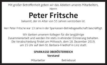 Traueranzeige von Peter Fritsche von OÖNachrichten