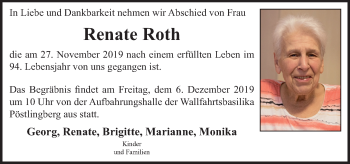 Traueranzeige von Renate Roth von OÖNachrichten
