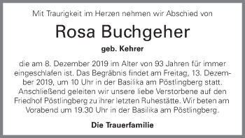 Traueranzeige von Rosa Buchgeher von OÖNachrichten