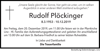 Traueranzeige von Rudolf Plöckinger von OÖNachrichten