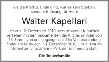Traueranzeige von Walter Kapellari von OÖNachrichten
