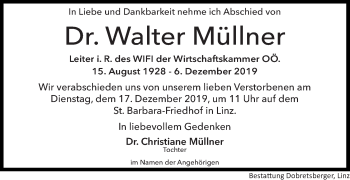 Traueranzeige von Walter Müllner von OÖNachrichten
