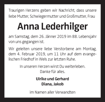 Traueranzeige von Anna Lederhilger von OÖNachrichten