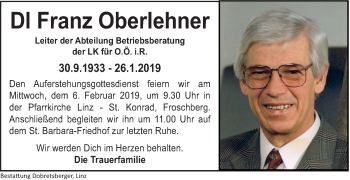Traueranzeige von Franz Oberlehner von OÖNachrichten