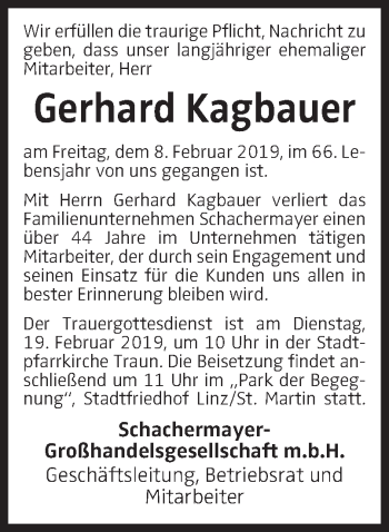 Traueranzeige von Gerhard Kagbauer von OÖNachrichten