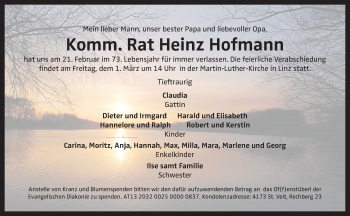 Traueranzeige von Heinz Hofmann von OÖNachrichten