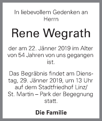 Traueranzeige von Rene Wegrath von OÖNachrichten