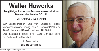 Traueranzeige von Walter Howorka von OÖNachrichten