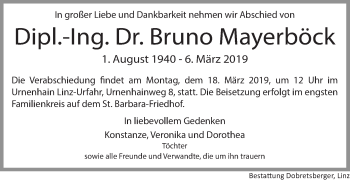 Traueranzeige von Bruno Mayerböck von OÖNachrichten