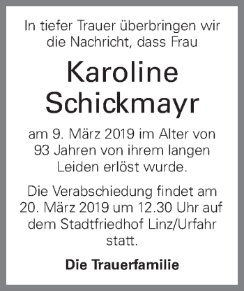 Traueranzeige von Edeltraud Schickmayr von OÖNachrichten