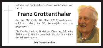 Traueranzeige von Franz Grottenthaler von OÖNachrichten