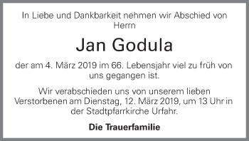 Traueranzeige von Jan Godula von OÖNachrichten