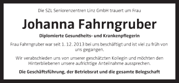 Traueranzeige von Johanna Fahrngruber von OÖNachrichten
