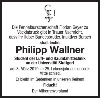 Traueranzeige von Philipp Wallner von OÖNachrichten