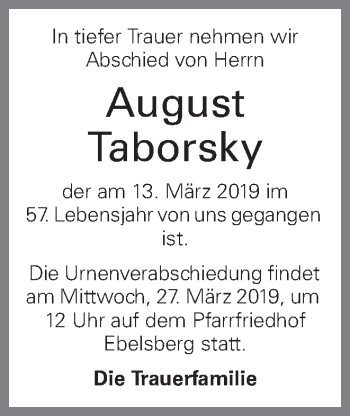 Traueranzeige von August Taborsky von OÖNachrichten