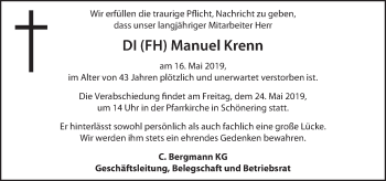Traueranzeige von Manuel Krenn von OÖNachrichten