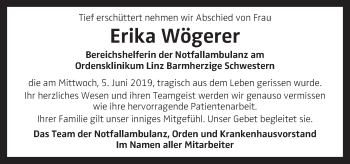 Traueranzeige von Erika Wögerer von OÖNachrichten