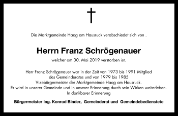 Traueranzeige von Franz Schrögenauer von OÖNachrichten