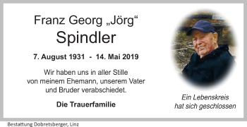 Traueranzeige von Franz Georg Spindler von OÖNachrichten