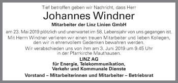 Traueranzeige von Johannes Windner von OÖNachrichten