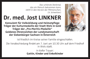 Traueranzeige von Jost Linkner von OÖNachrichten