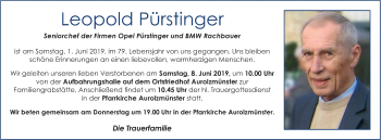 Traueranzeige von Leopold Pürstinger von OÖNachrichten