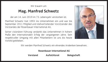 Traueranzeige von Manfred Schwetz von OÖNachrichten