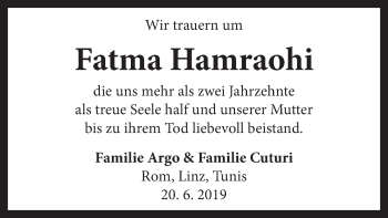 Traueranzeige von Fatma Hamraohi von OÖNachrichten