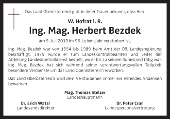 Traueranzeige von Herbert Bezdek von OÖNachrichten