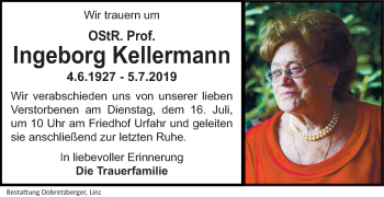 Traueranzeige von Ingeborg Kellermann von OÖNachrichten