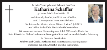 Traueranzeige von Katharina Schäffler von OÖNachrichten