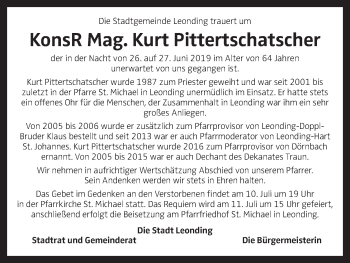 Traueranzeige von Kurt Pittertschatscher von OÖNachrichten
