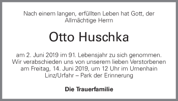Traueranzeige von Otto Huschka von OÖNachrichten