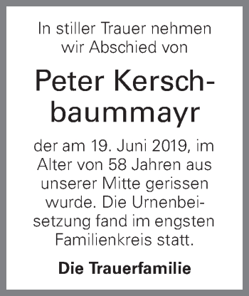 Traueranzeige von Peter Kerschbaummayr von OÖNachrichten