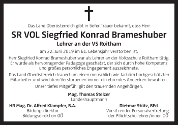 Traueranzeige von Siegfried Konrad Brameshuber von OÖNachrichten