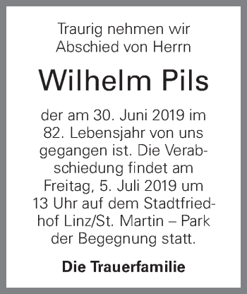 Traueranzeige von Wilhelm Pils von OÖNachrichten