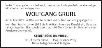 Traueranzeige von Wolfgang Grurl von OÖNachrichten