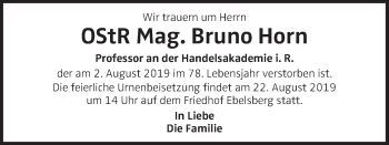 Traueranzeige von Bruno Horn von OÖNachrichten