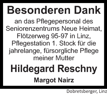 Traueranzeige von Hildegard Reschny von OÖNachrichten