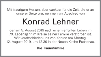 Traueranzeige von Konrad Lehner von OÖNachrichten