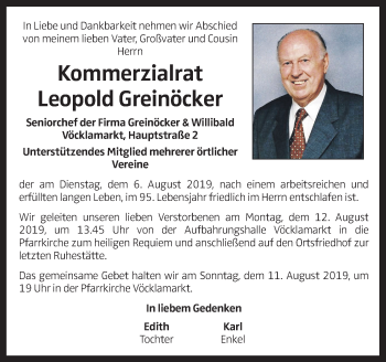 Traueranzeige von Leopold Greinöcker von OÖNachrichten