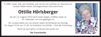 Traueranzeige von Ottilie Hörlsberger von OÖNachrichten