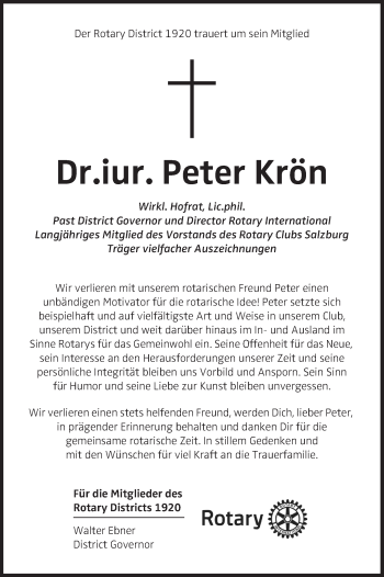 Traueranzeige von Peter Krön von OÖNachrichten