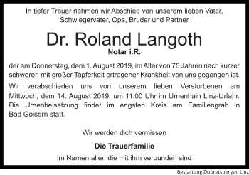 Traueranzeige von Roland Langoth von OÖNachrichten