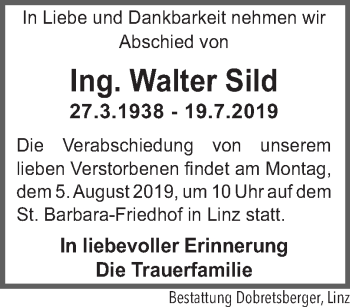 Traueranzeige von Walter Sild von OÖNachrichten