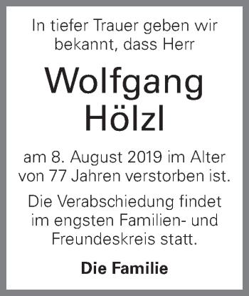 Traueranzeige von Wolfgang Hölzl von OÖNachrichten