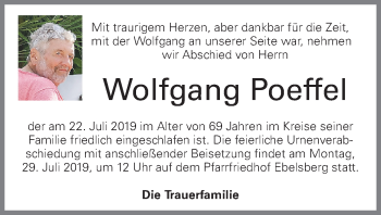 Traueranzeige von Wolfgang Poeffel von OÖNachrichten
