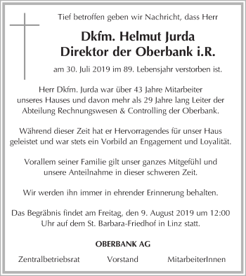 Traueranzeige von Helmut Jurda von OÖNachrichten