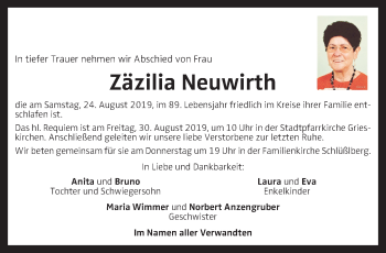 Traueranzeige von Zäzilia Neuwirth von OÖNachrichten