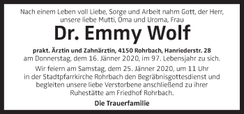 Traueranzeige von Emmy Wolf von OÖNachrichten